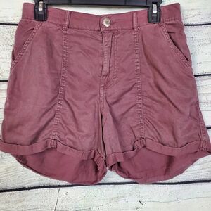 Maurices Women’s High Rise Cuffed Shorts Size S Burgundy Lyocell Blend Casual